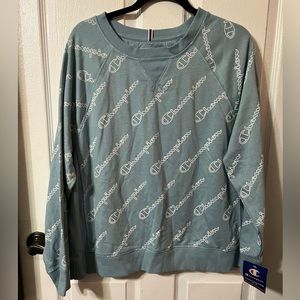 Champion Women’s Plus 1X Sweatshirt New NWT Teal Blue Green White